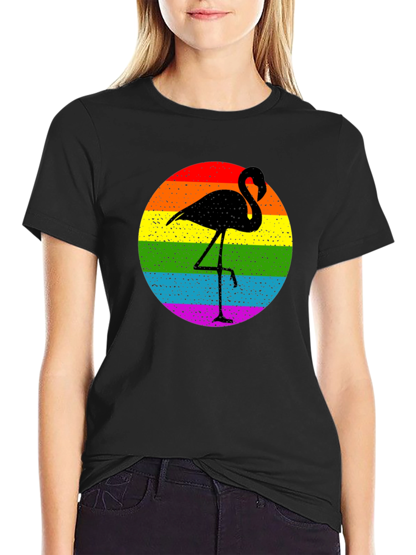 Rainbow Flamingo Graphic Tee - Stylish & Unique