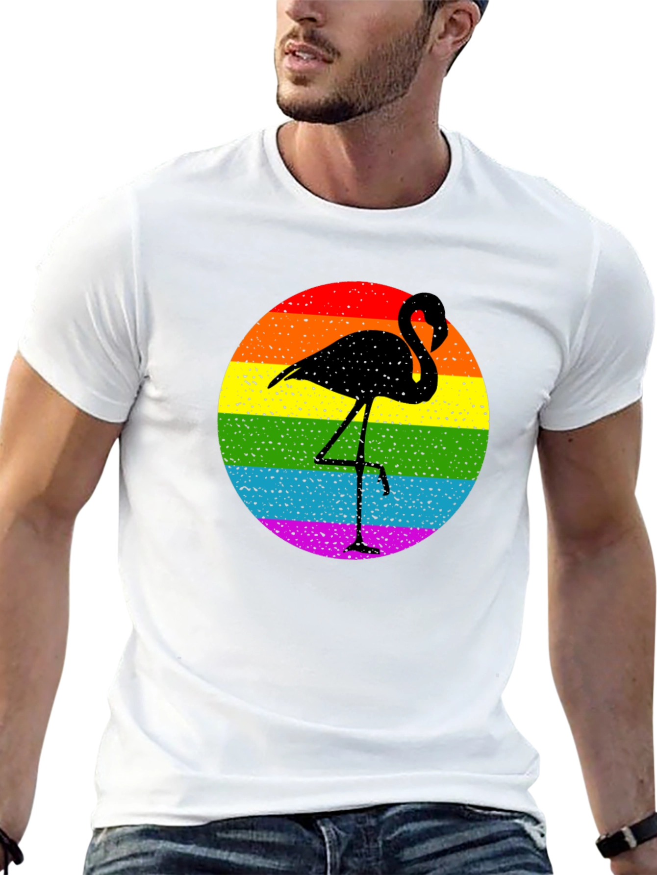 Rainbow Flamingo Graphic Tee - Stylish & Unique
