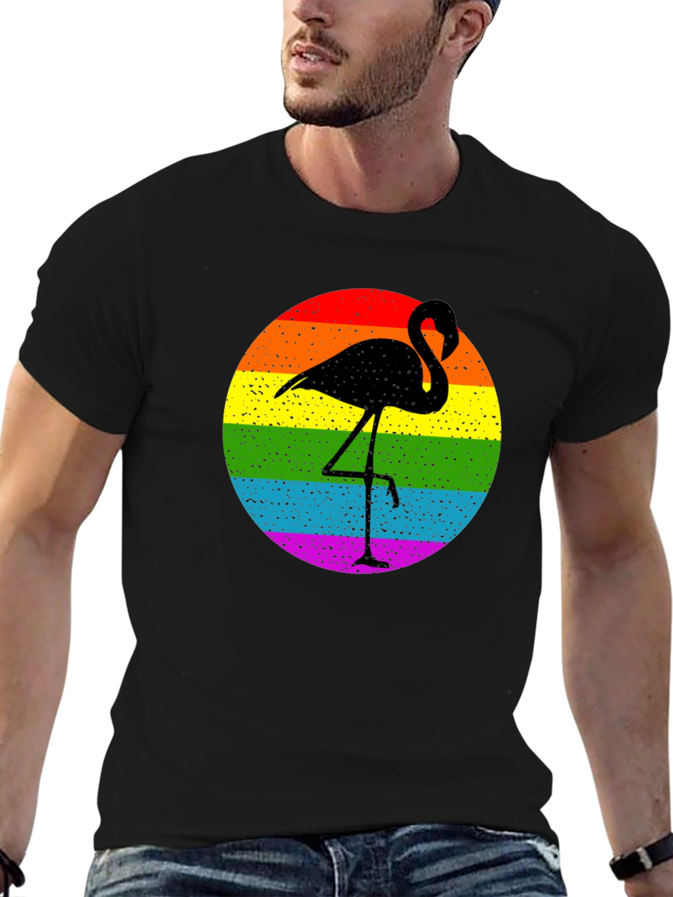 Rainbow Flamingo Graphic Tee - Stylish & Unique