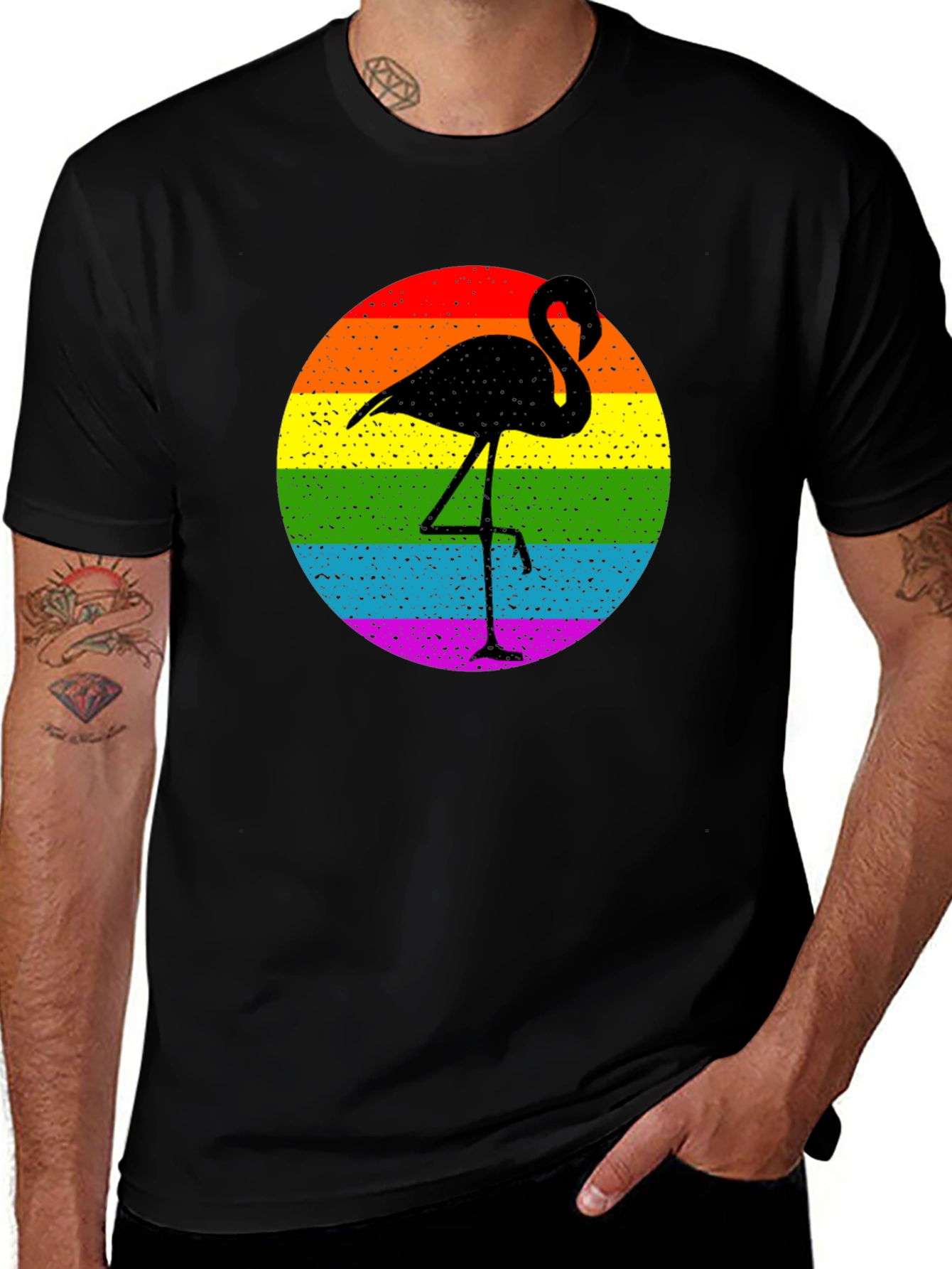 Rainbow Flamingo Graphic Tee - Stylish & Unique