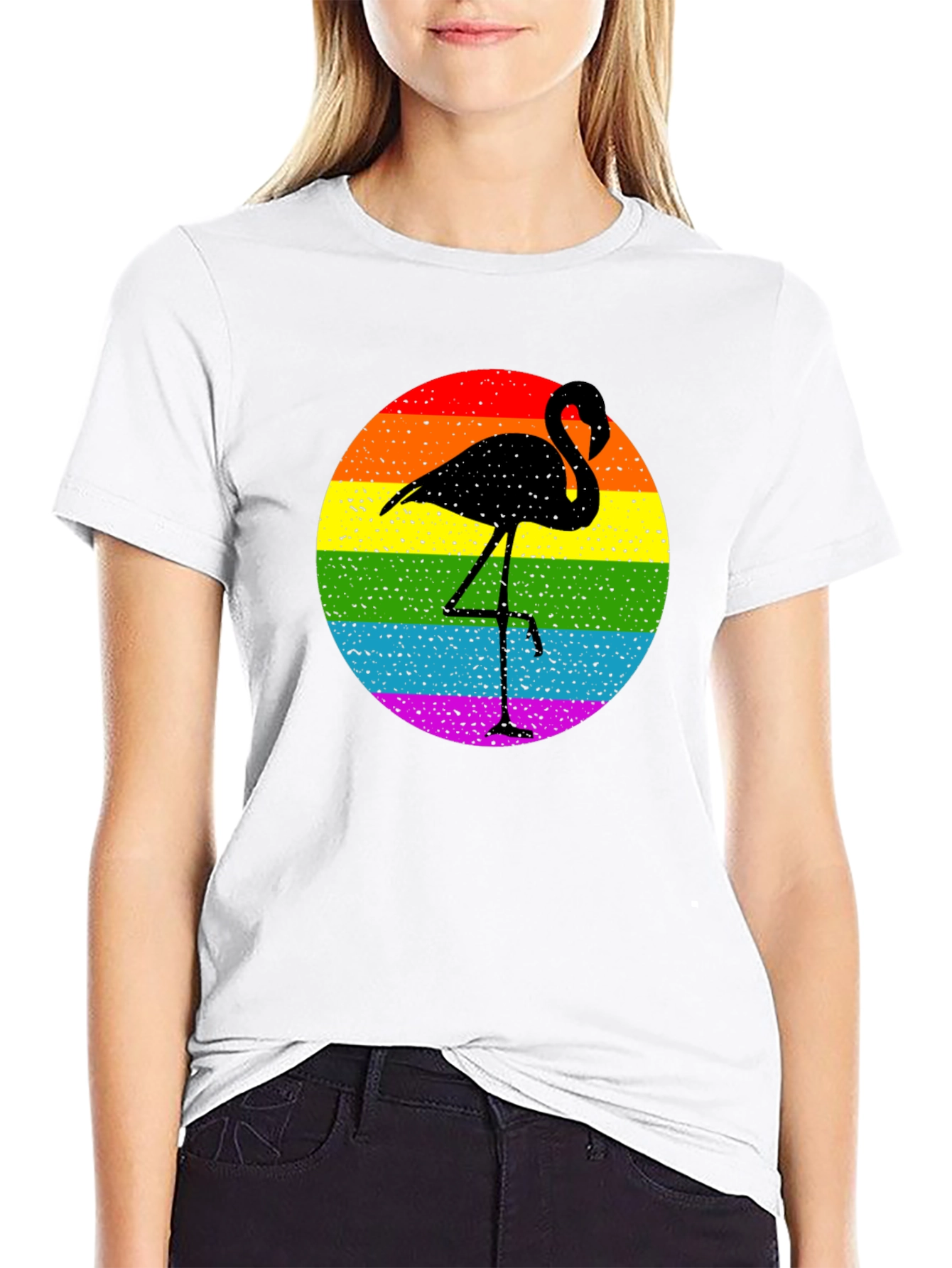 Rainbow Flamingo Graphic Tee - Stylish & Unique