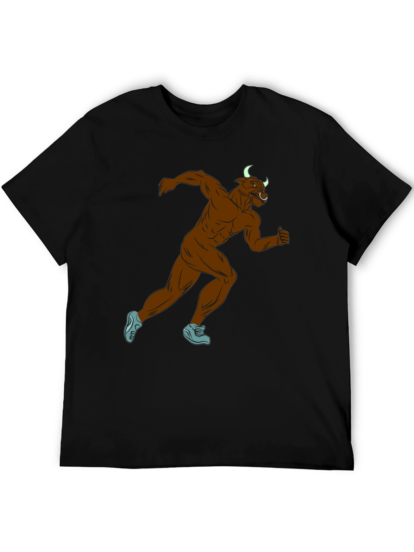 Running Minotaur Graphic Tee - Black Cotton Blend Shirt