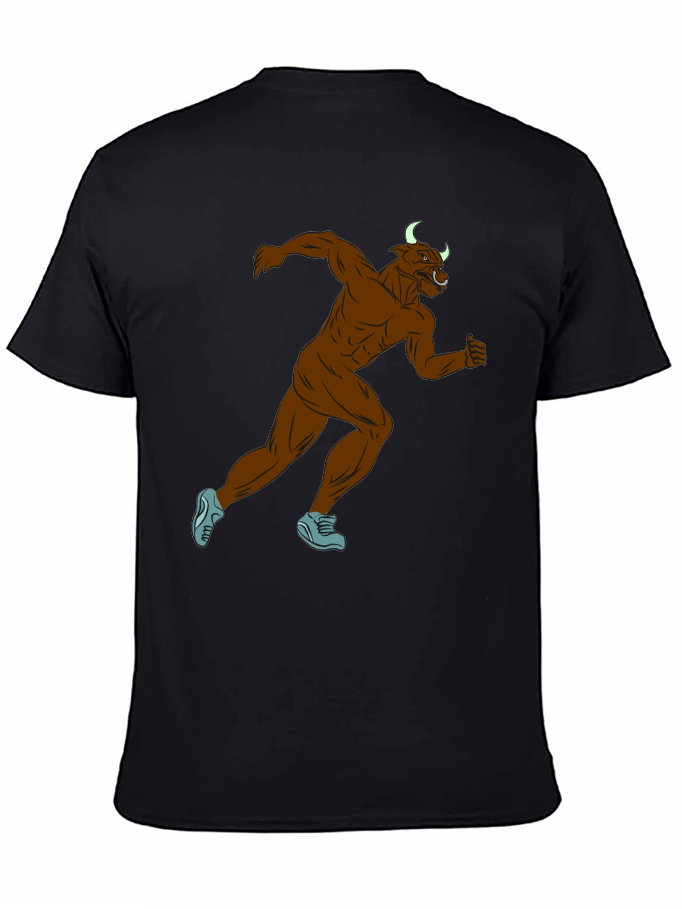 Running Minotaur Graphic Tee - Black Cotton Blend Shirt