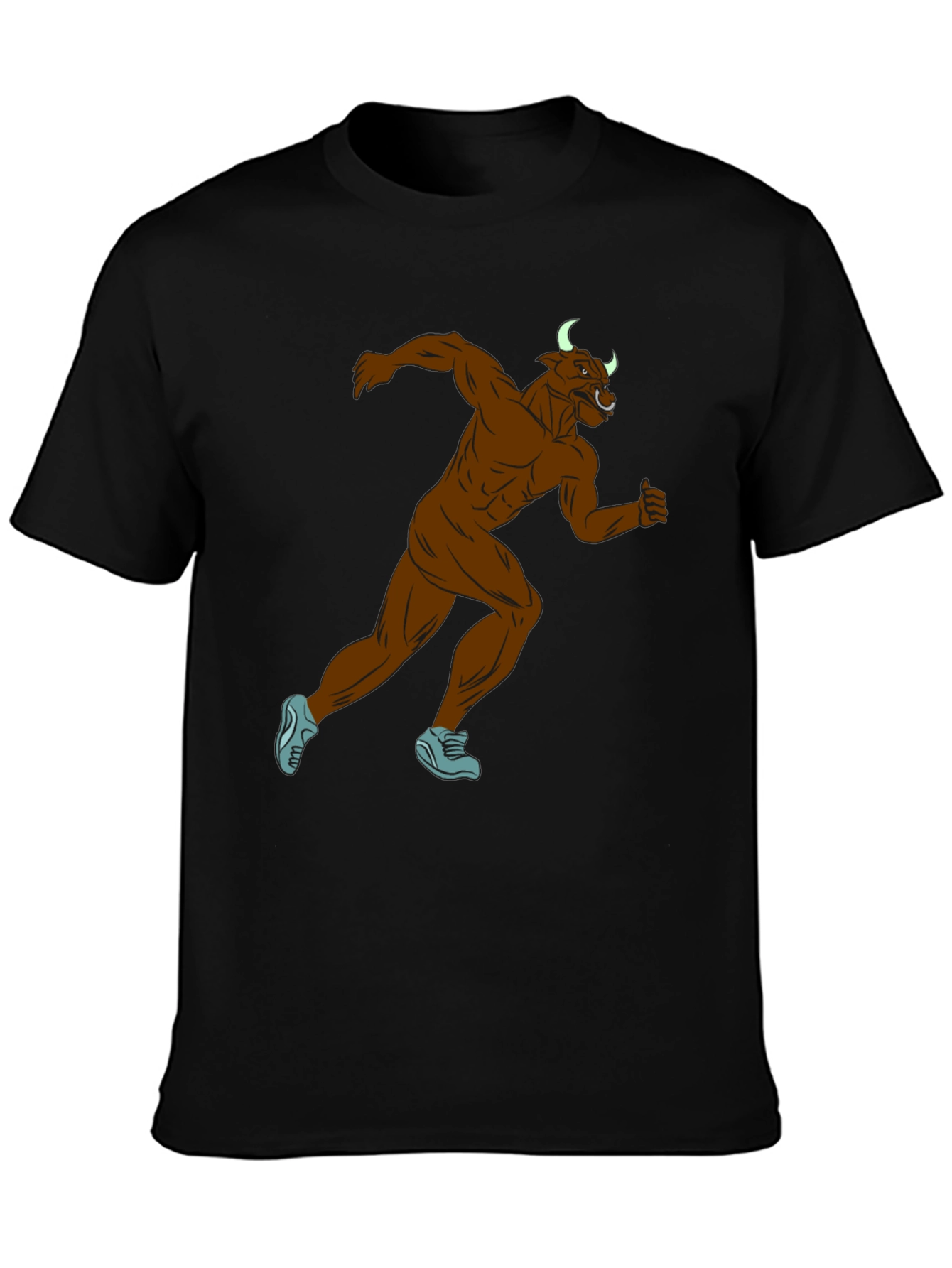 Running Minotaur Graphic Tee - Black Cotton Blend Shirt