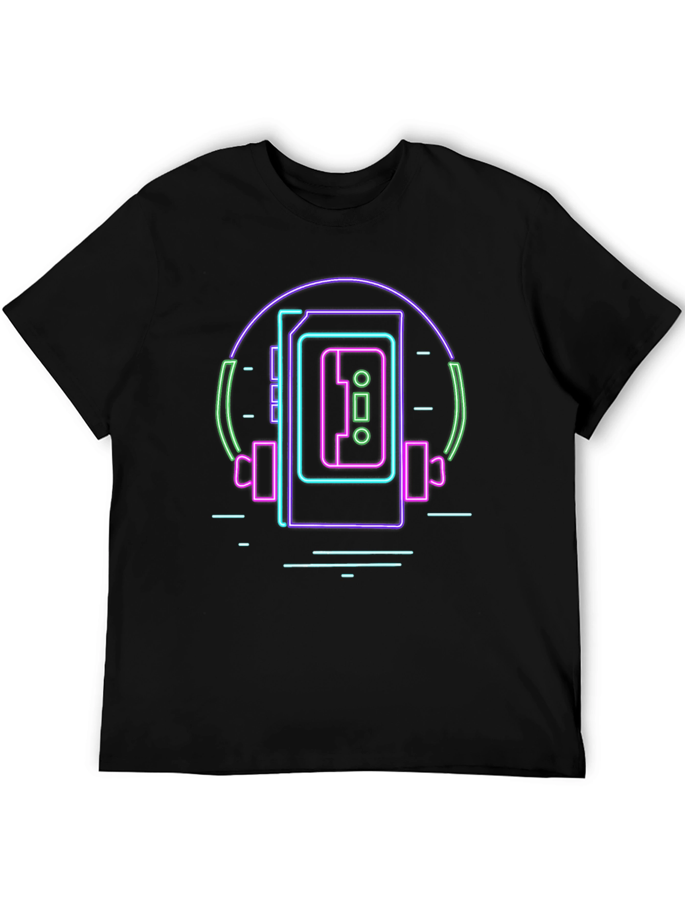 Retro Neon Cassette Player Graphic Tee