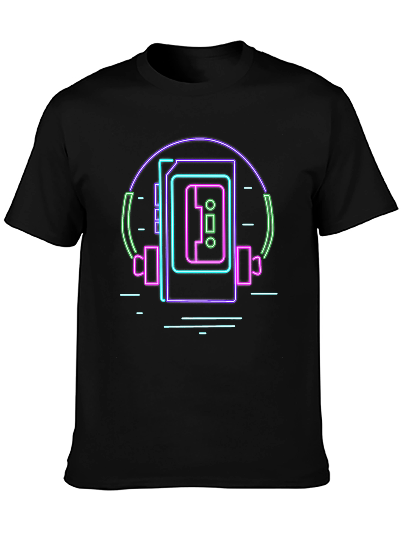 Retro Neon Cassette Player Graphic Tee