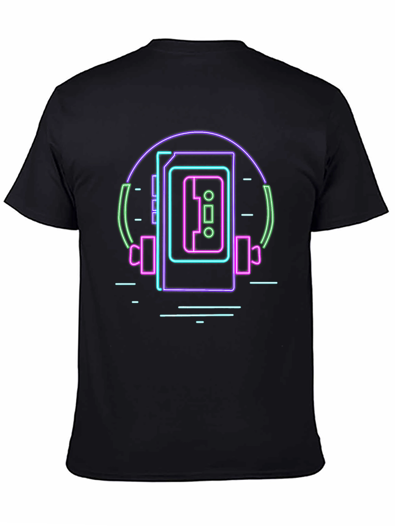 Retro Neon Cassette Player Graphic Tee