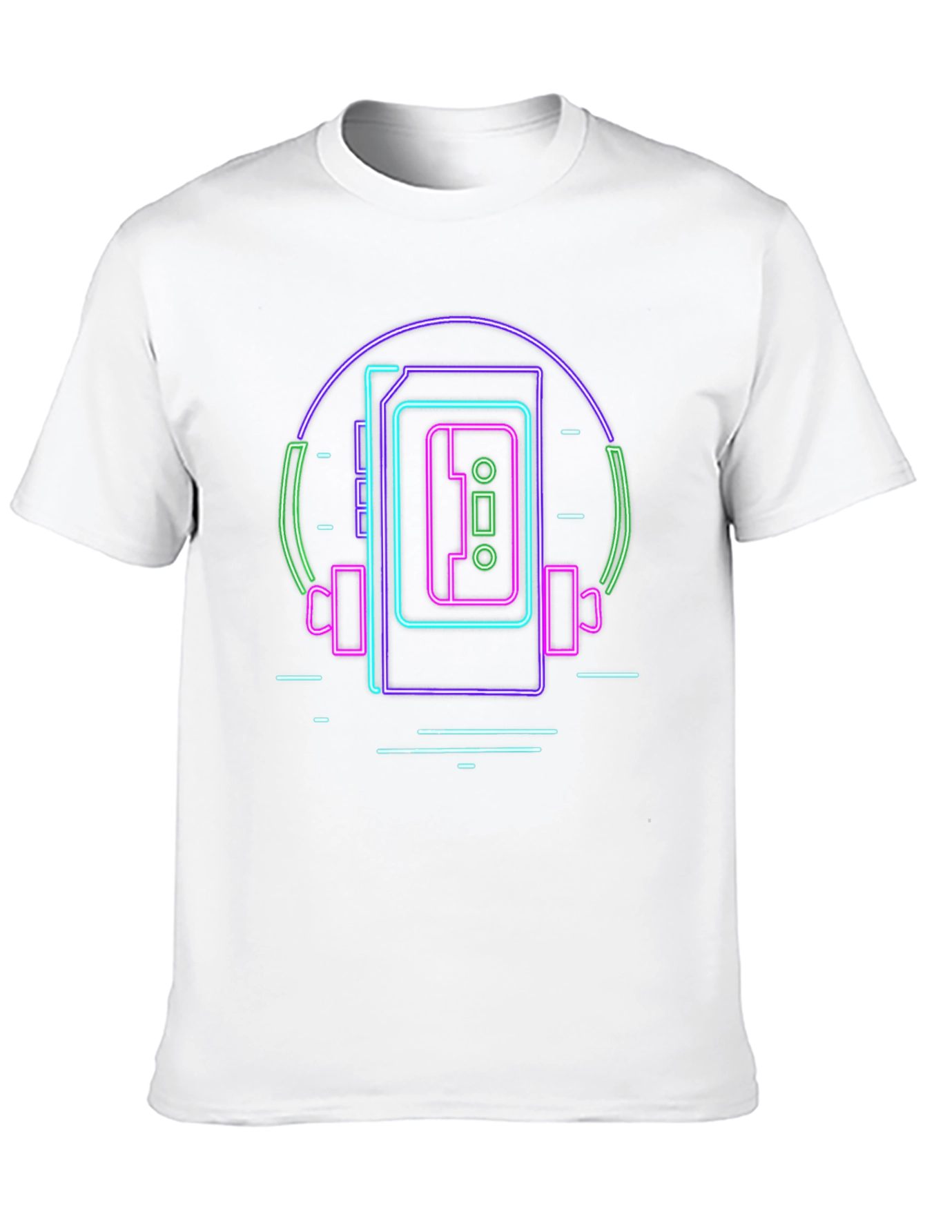 Retro Neon Cassette Player Graphic Tee