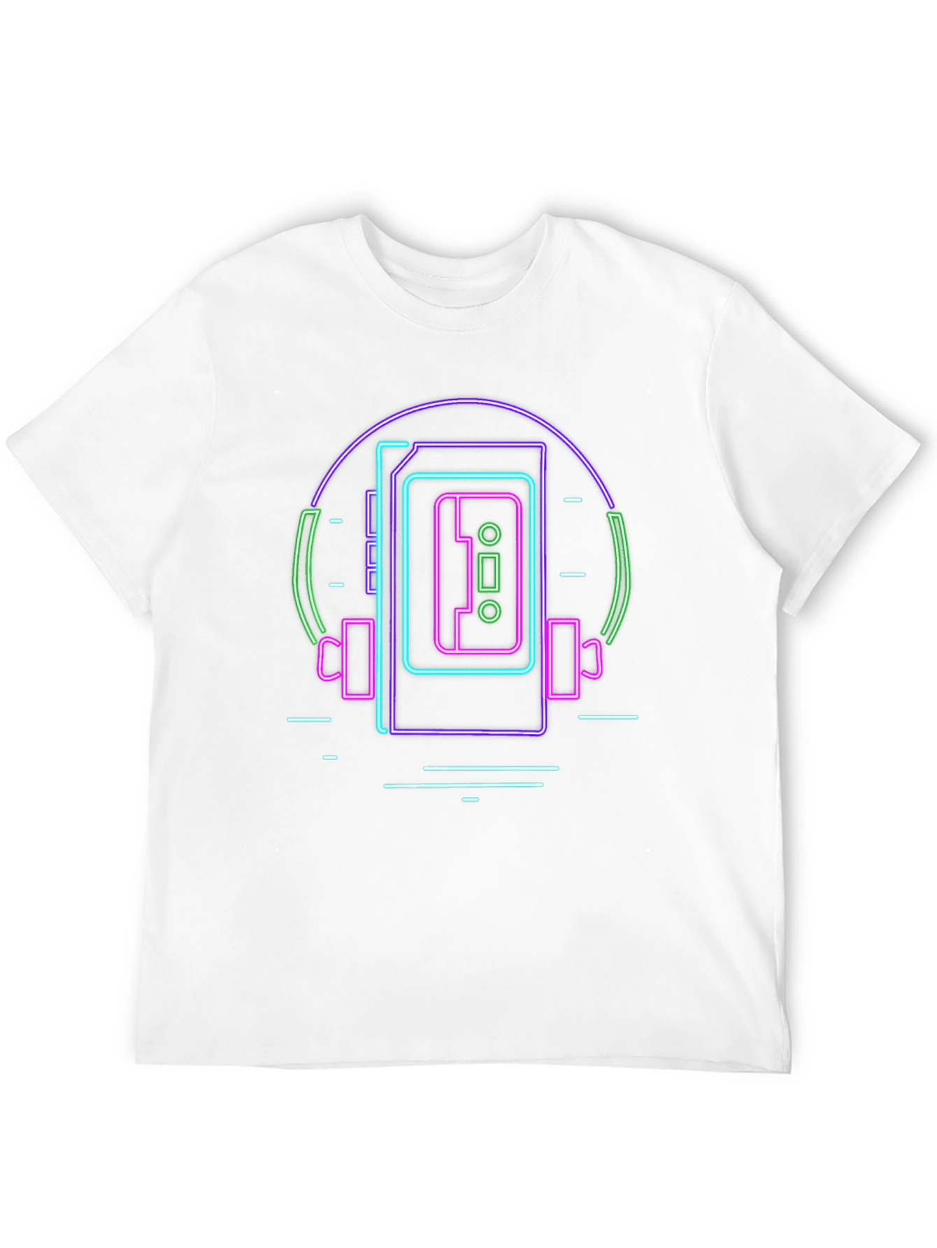 Retro Neon Cassette Player Graphic Tee