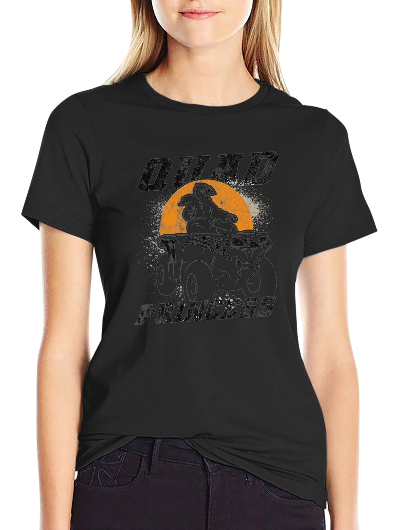 Quad Princess Black Graphic T-Shirt - ATV Rider Tee