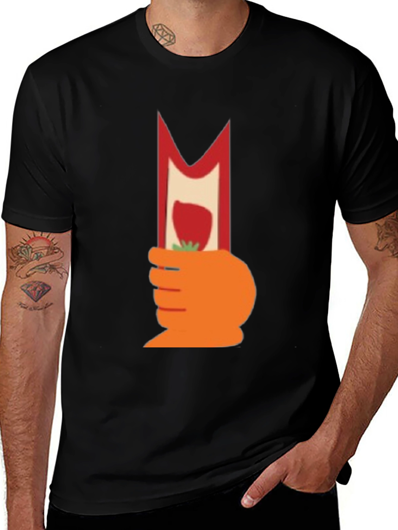 Novelty Graphic T-Shirt - Strawberry Hand