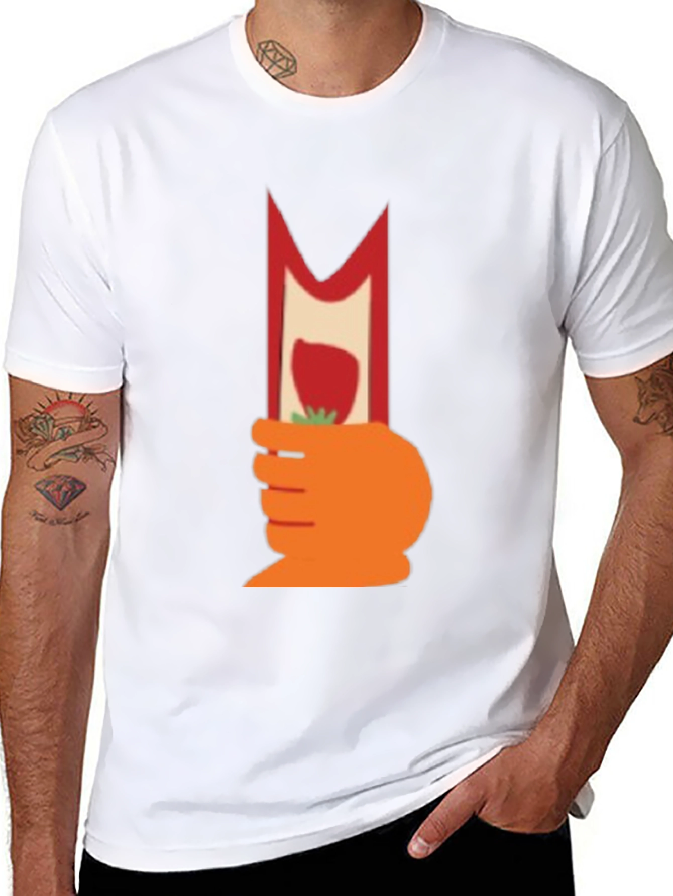 Novelty Graphic T-Shirt - Strawberry Hand