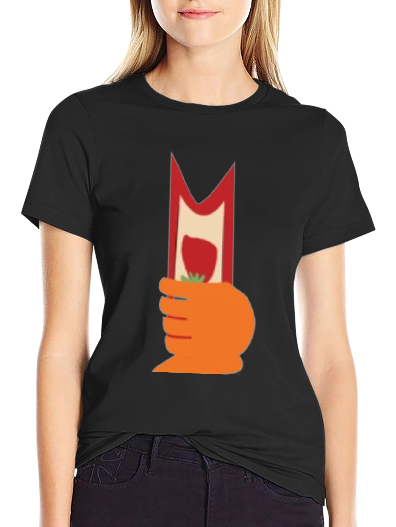 Novelty Graphic T-Shirt - Strawberry Hand