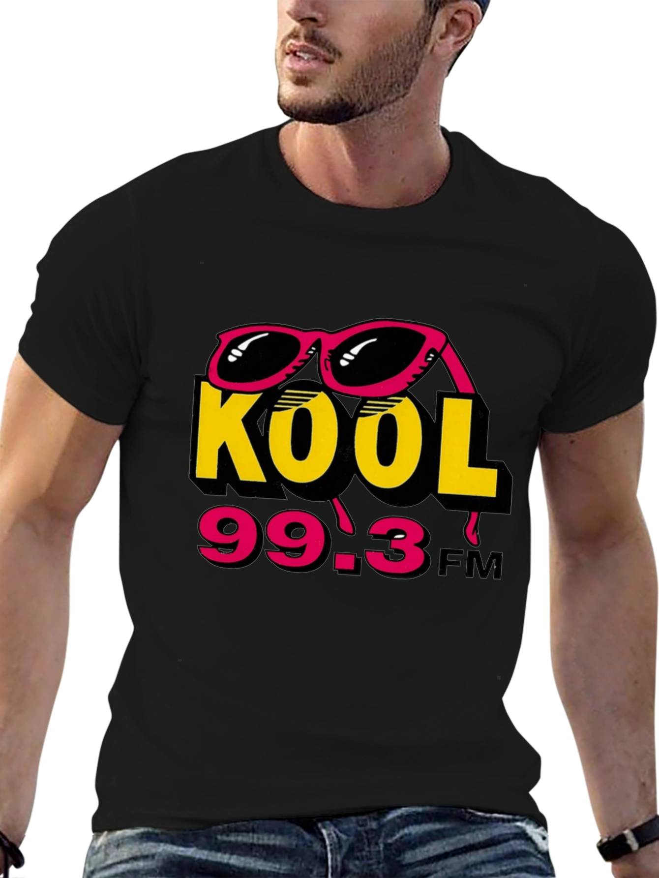 Kool 99.3 FM Black T-Shirt with Sunglasses Design