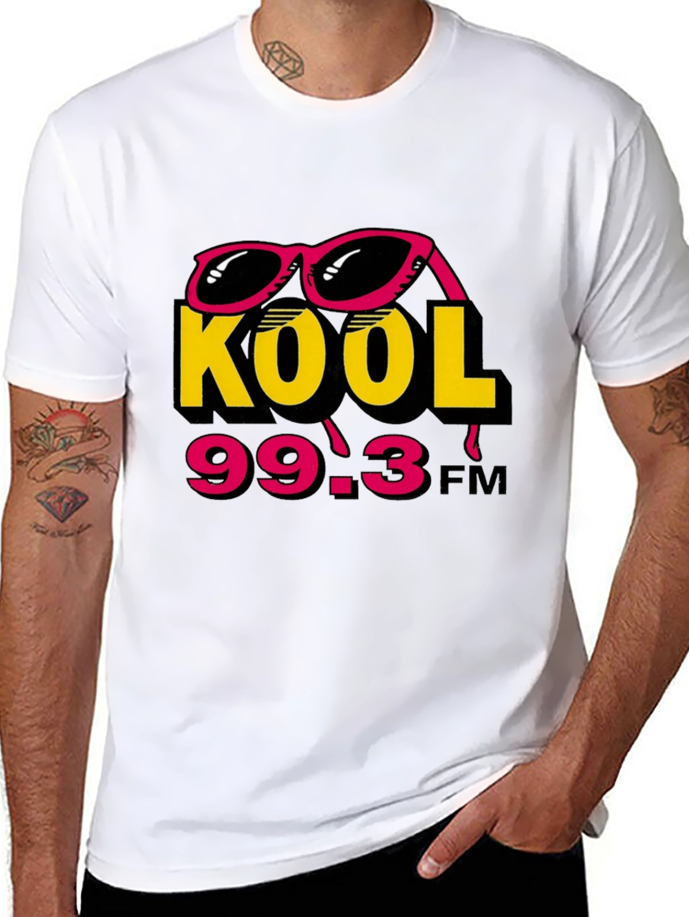 Kool 99.3 FM Black T-Shirt with Sunglasses Design