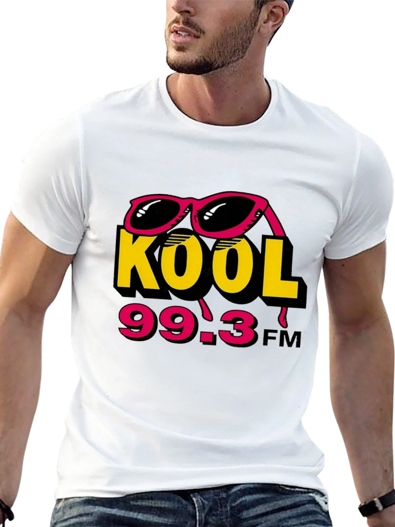 Kool 99.3 FM Black T-Shirt with Sunglasses Design