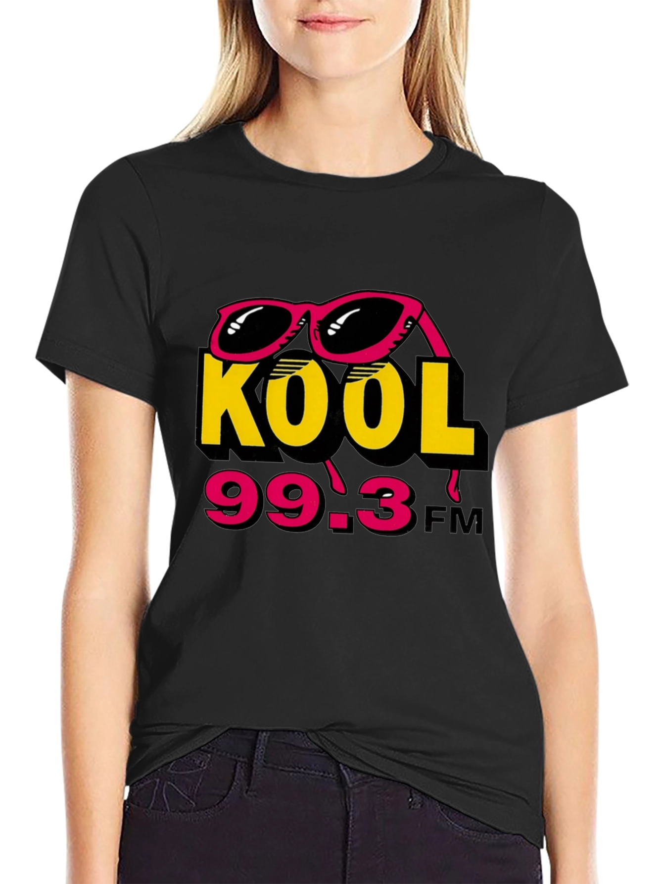 Kool 99.3 FM Black T-Shirt with Sunglasses Design