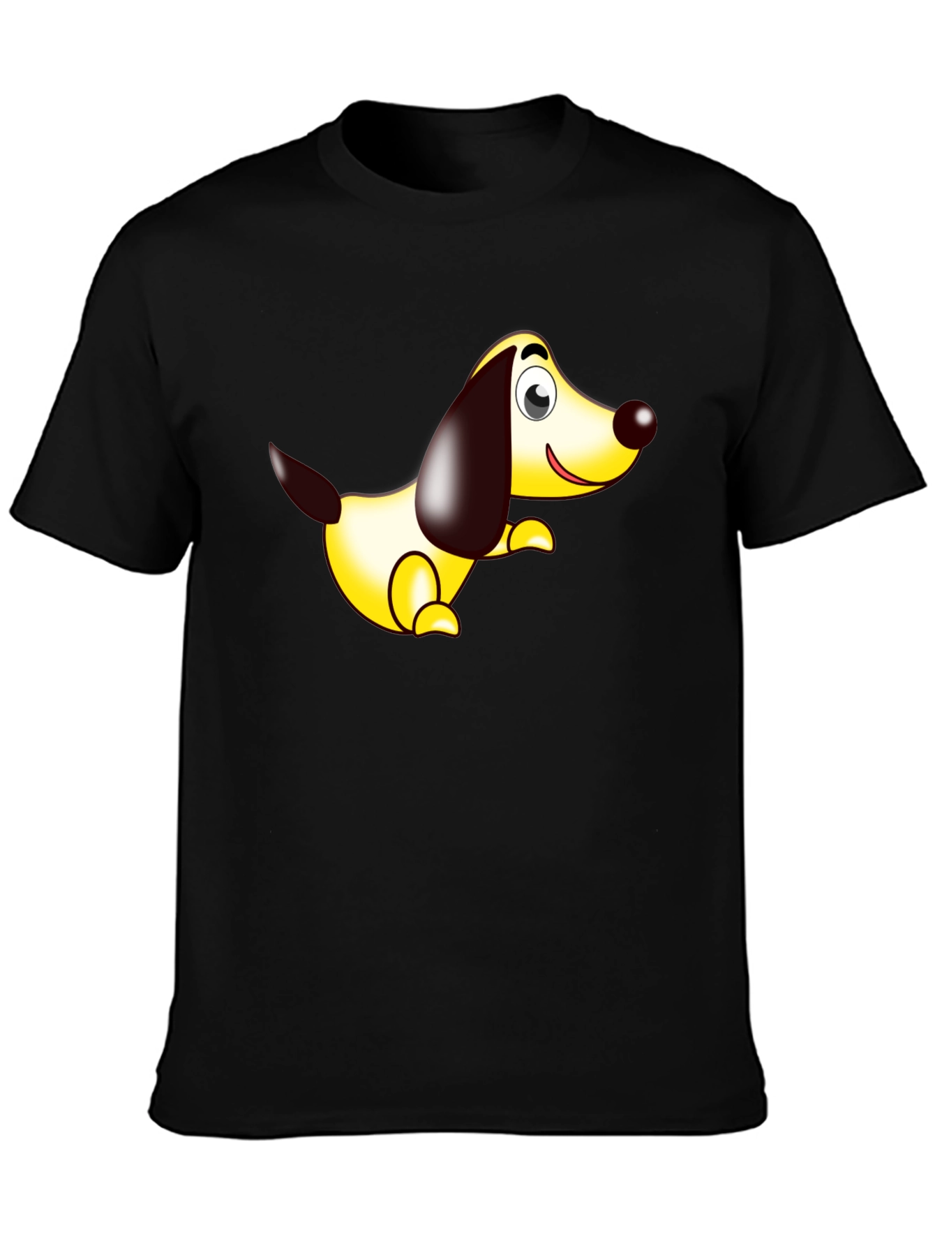 Cartoon Dog Graphic Tee - Black Comfort Fit