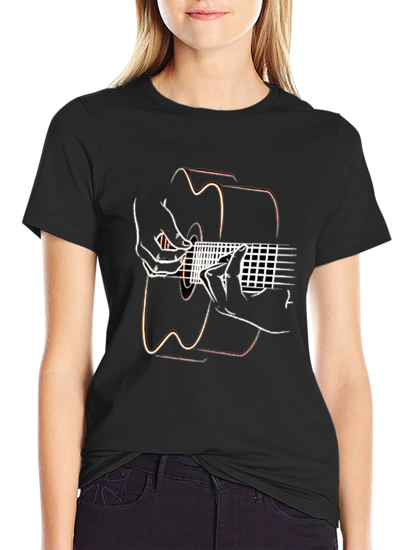Guitar Player Graphic T-Shirt - Black
