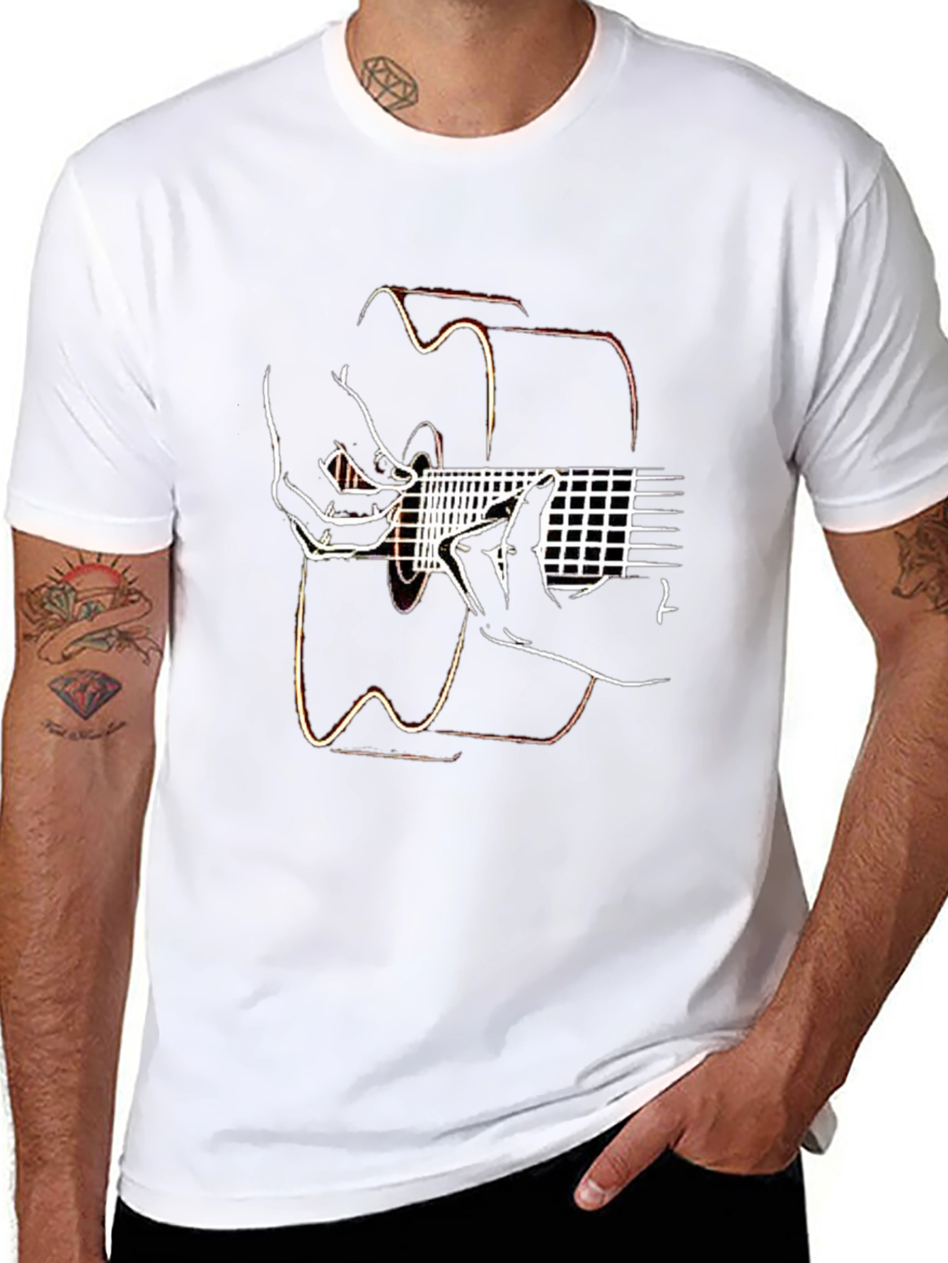 Guitar Player Graphic T-Shirt - Black