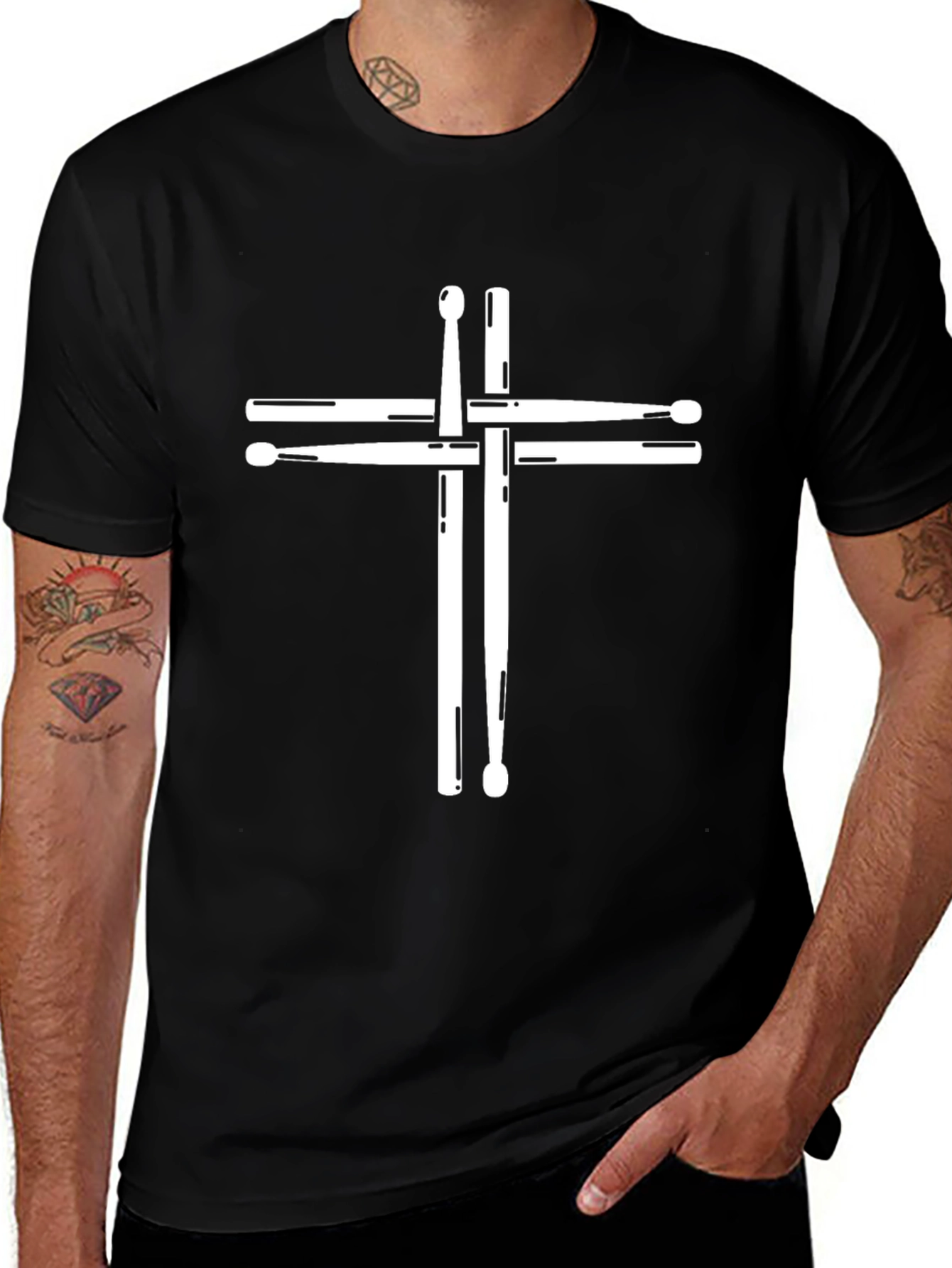 Drumstick Cross Black T-Shirt