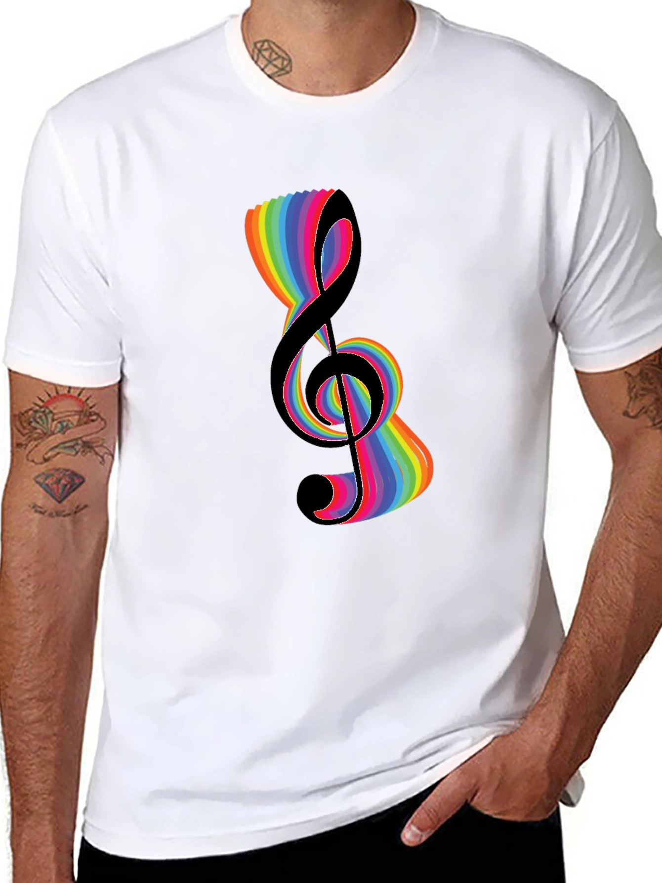 Rainbow Treble Clef Graphic Tee