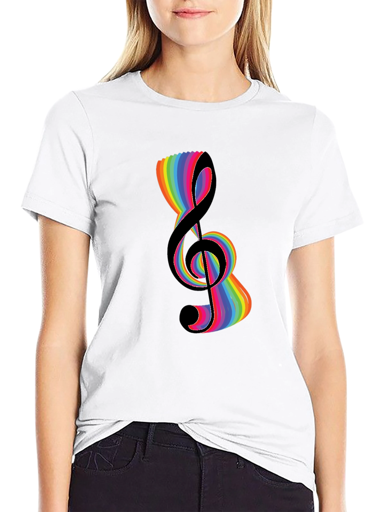 Rainbow Treble Clef Graphic Tee