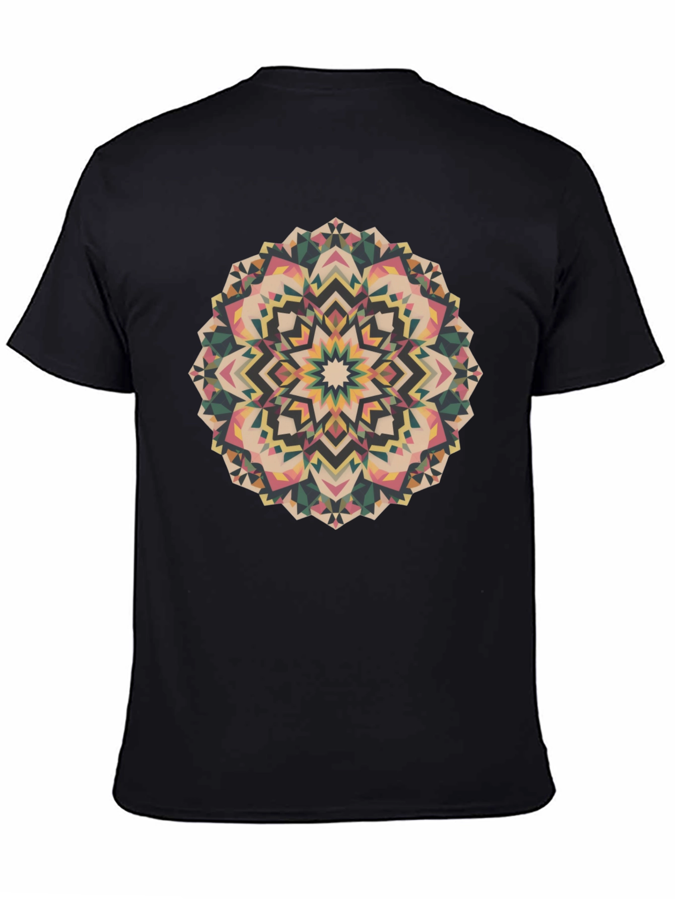 Geometric Mandala Print Black Tee