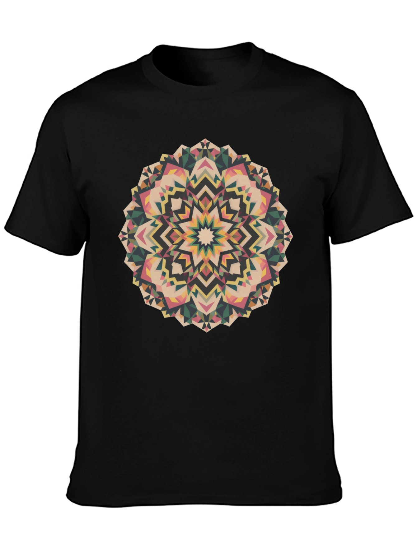 Geometric Mandala Print Black Tee