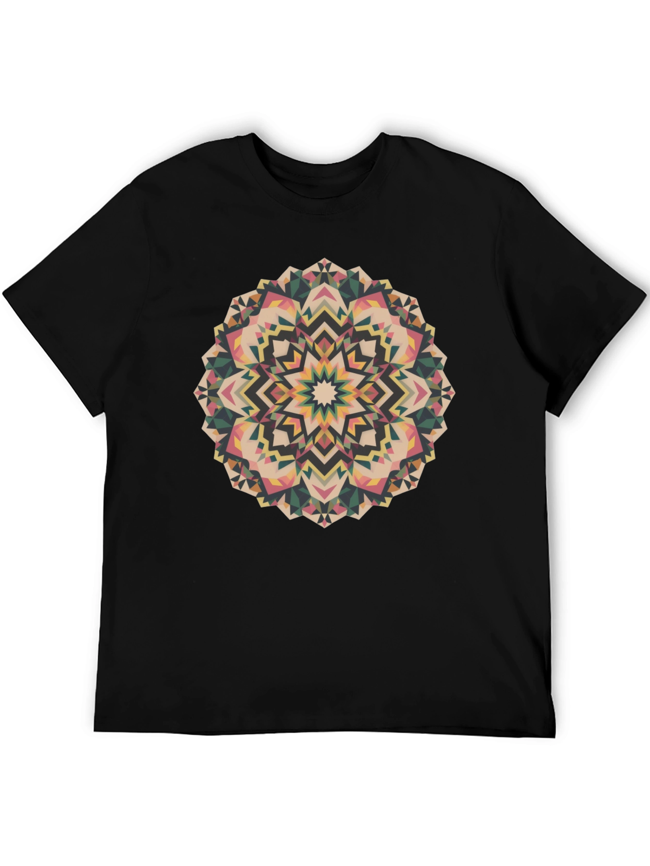 Geometric Mandala Print Black Tee