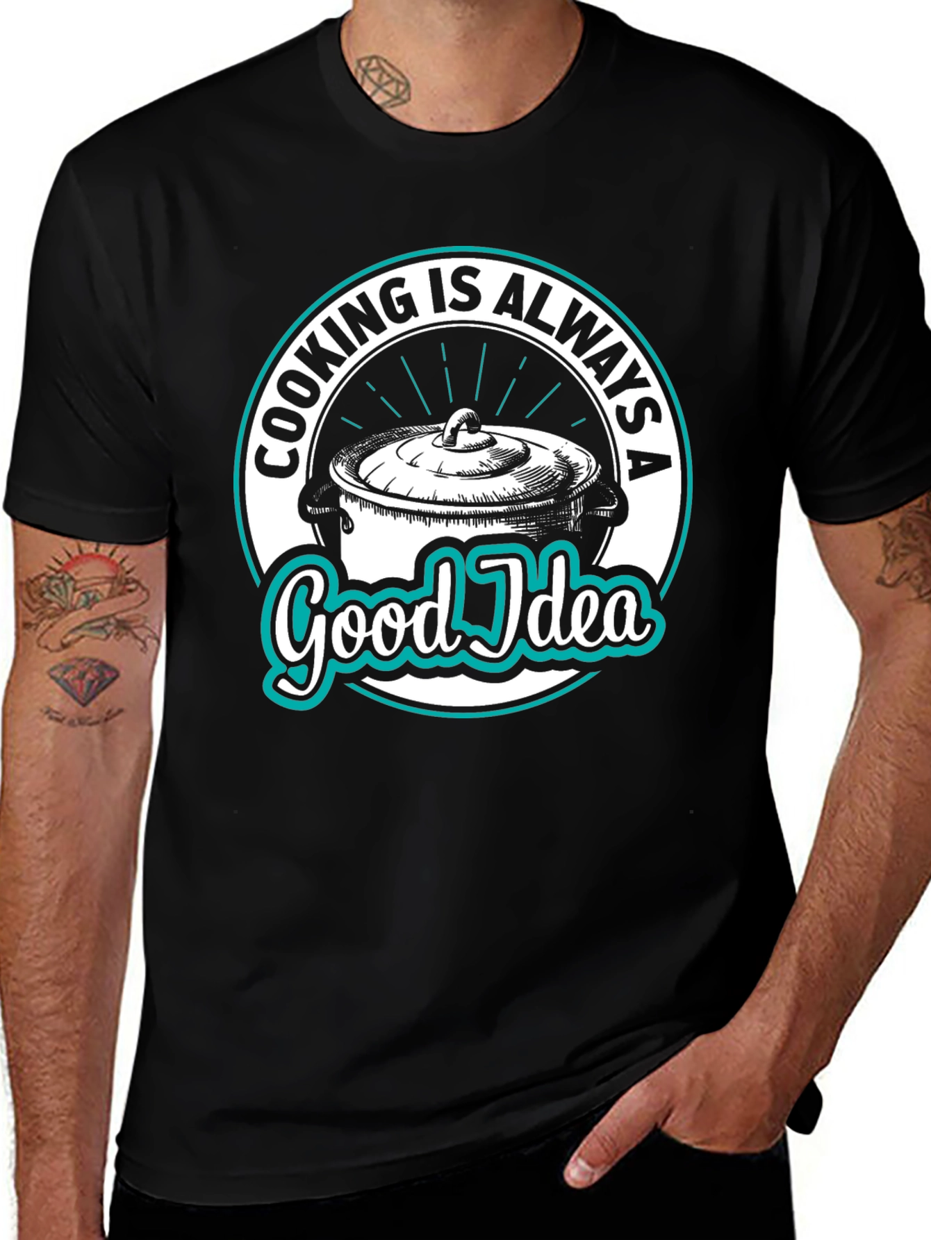 Cooking Is Always A Good Idea Black Graphic T-Shirt