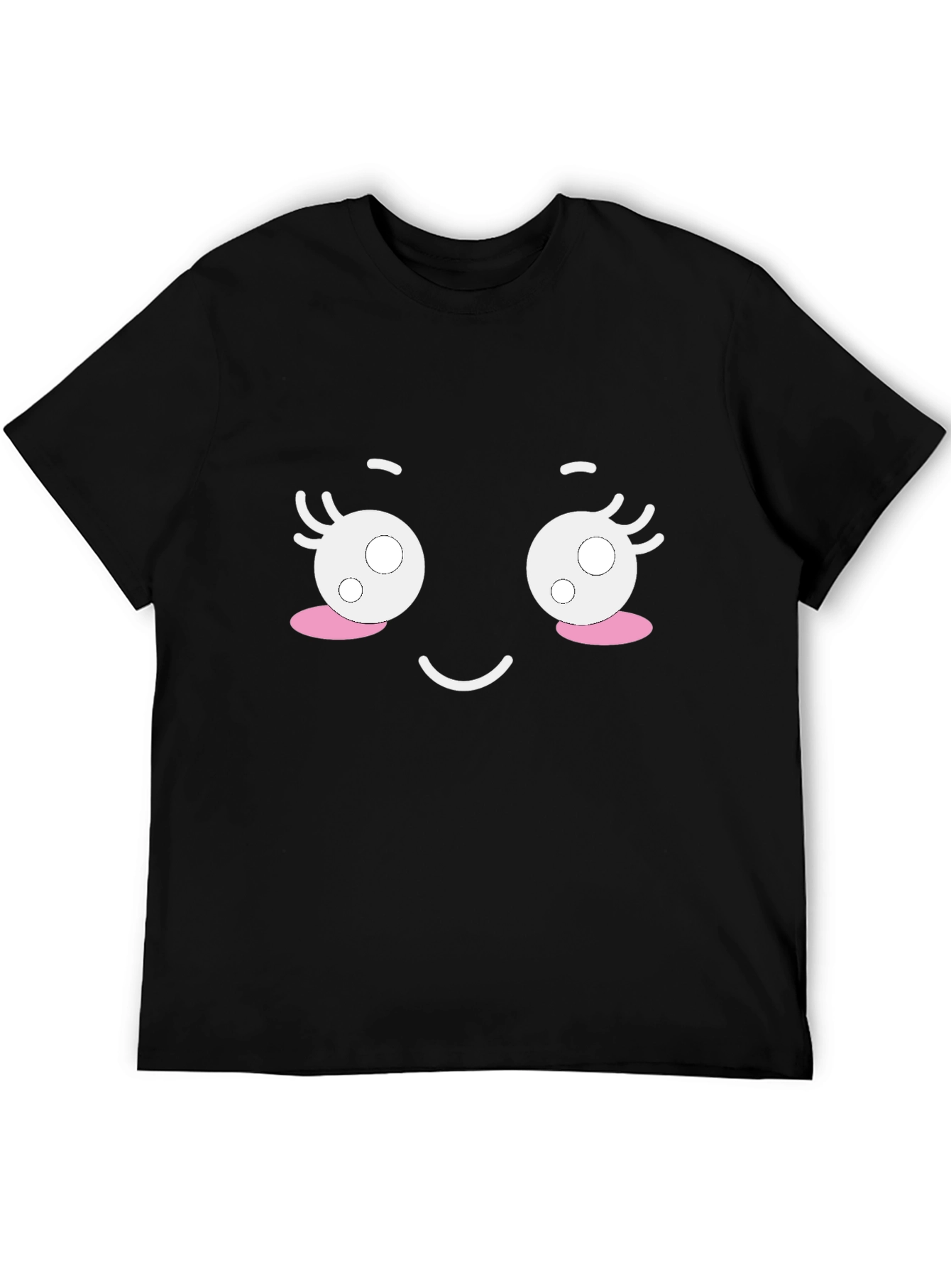Cute Cartoon Face Black T-Shirt