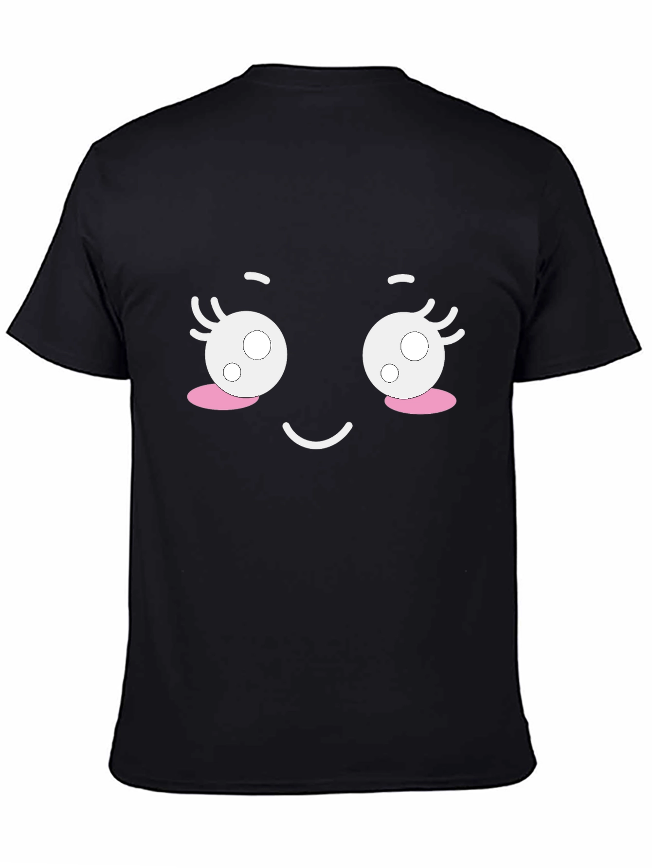 Cute Cartoon Face Black T-Shirt