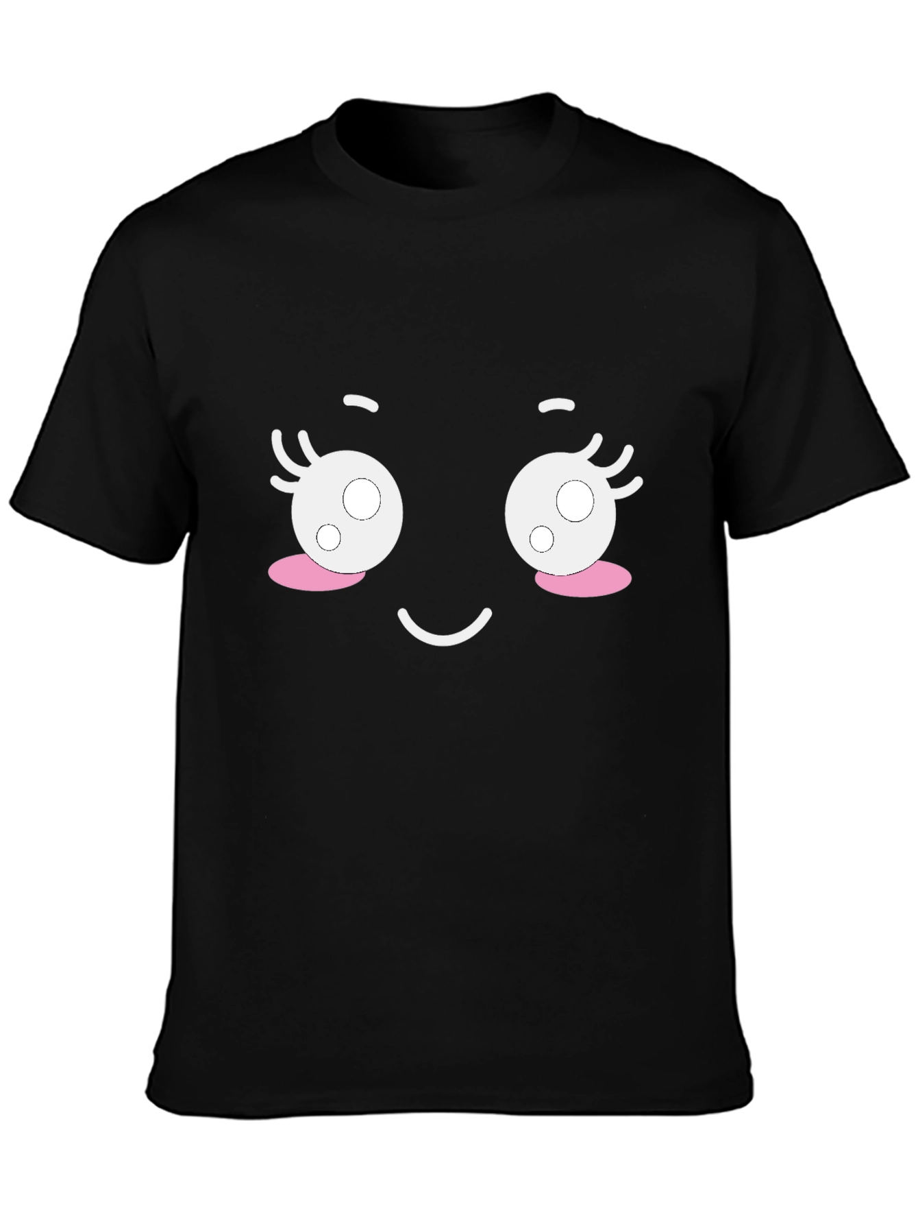 Cute Cartoon Face Black T-Shirt