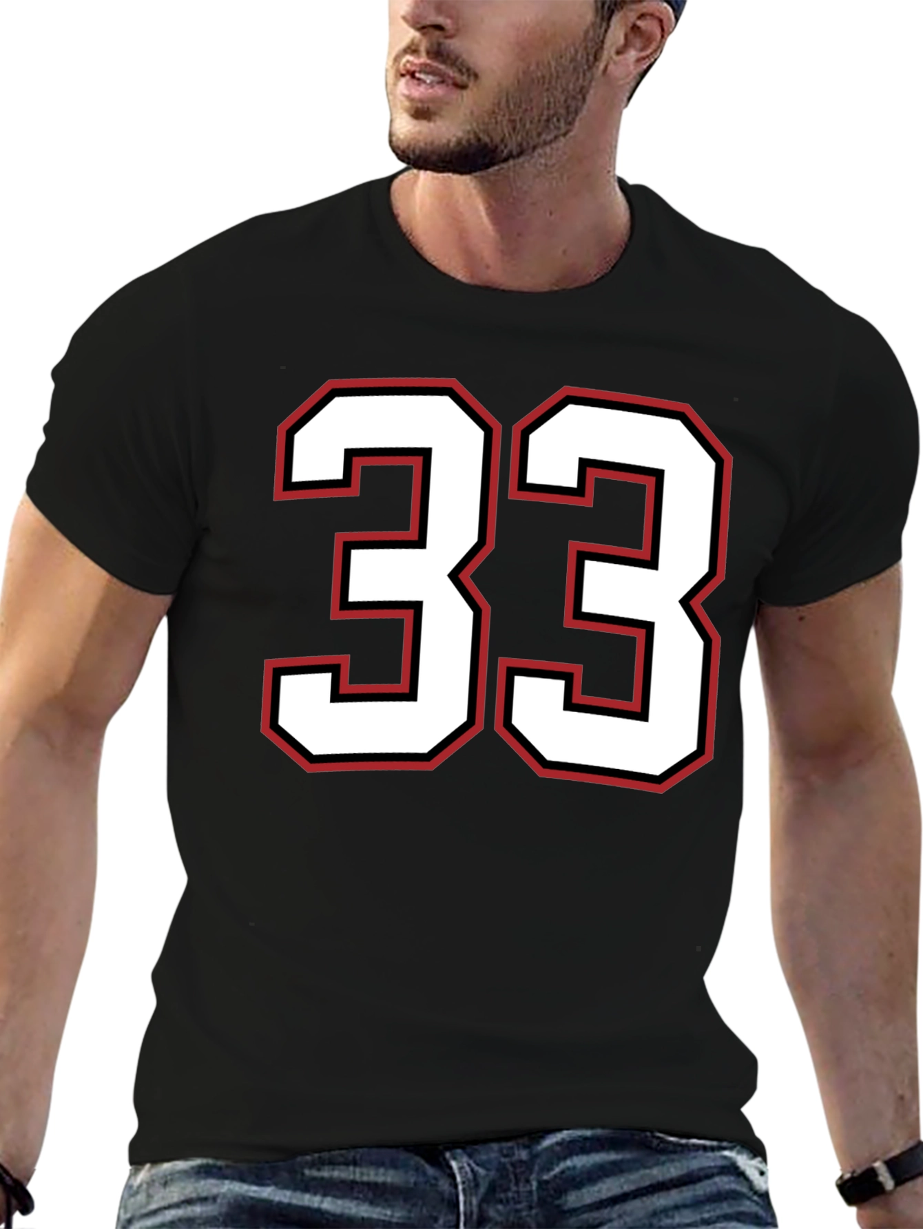 Number 33 Graphic Tee - Black Cotton T-Shirt