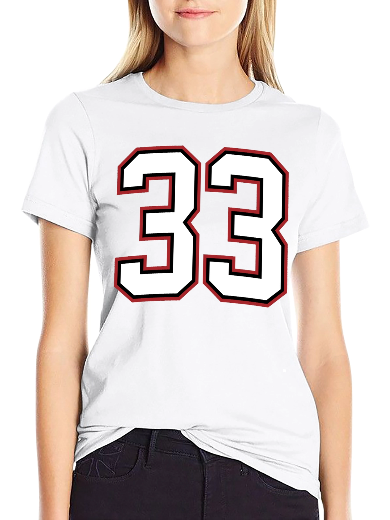 Number 33 Graphic Tee - Black Cotton T-Shirt