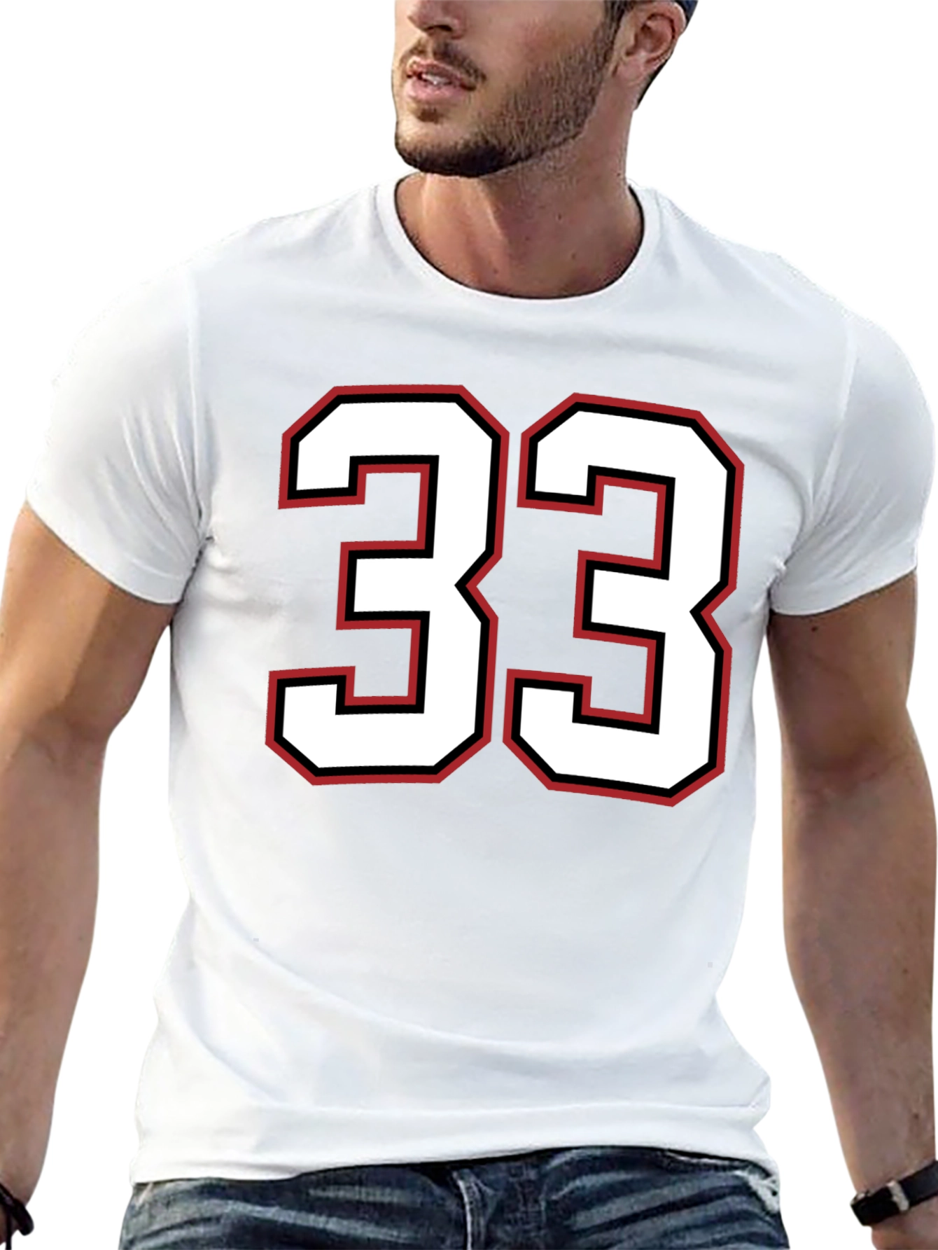 Number 33 Graphic Tee - Black Cotton T-Shirt