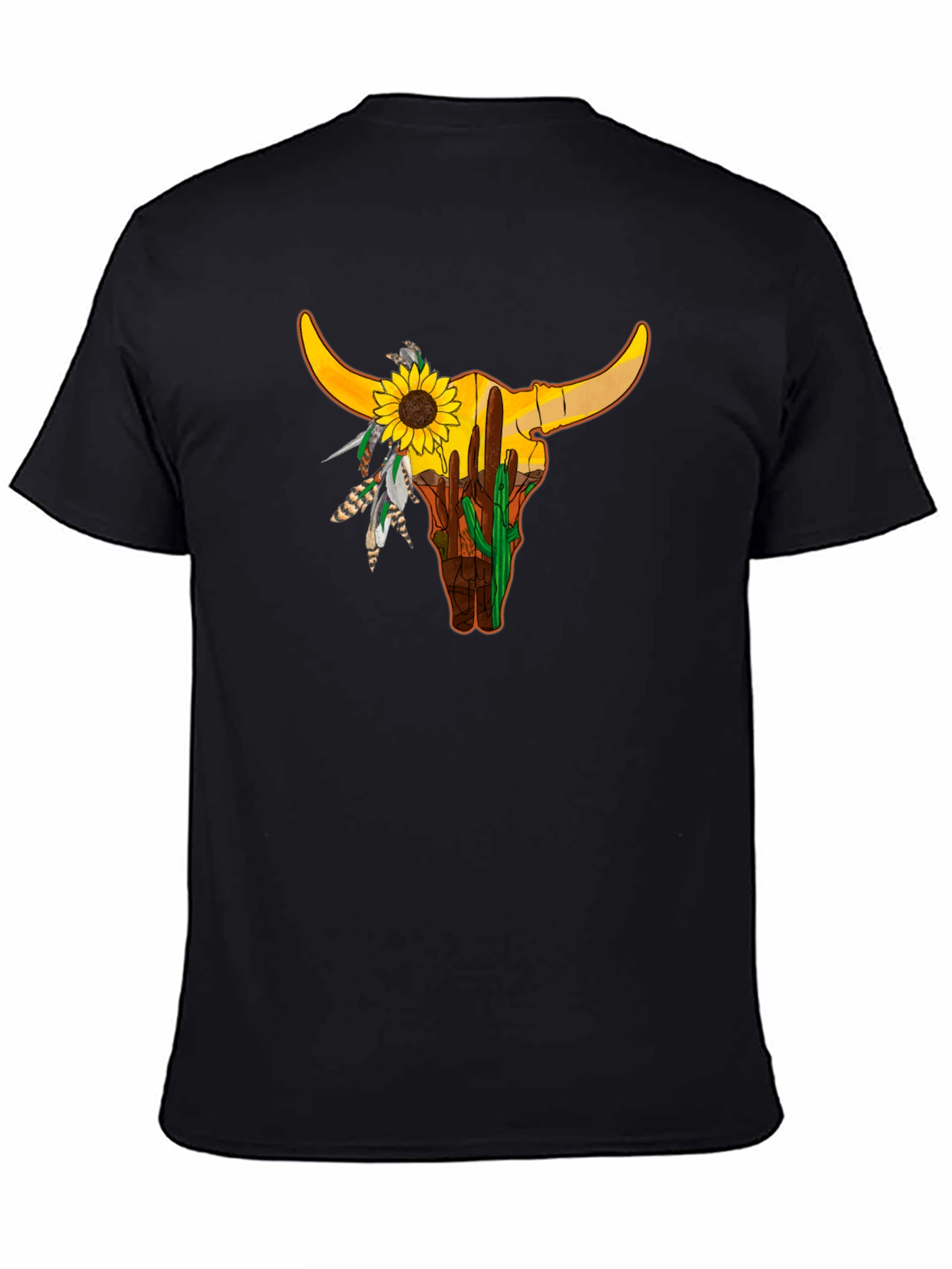 Bull Skull Sunflower Graphic Tee