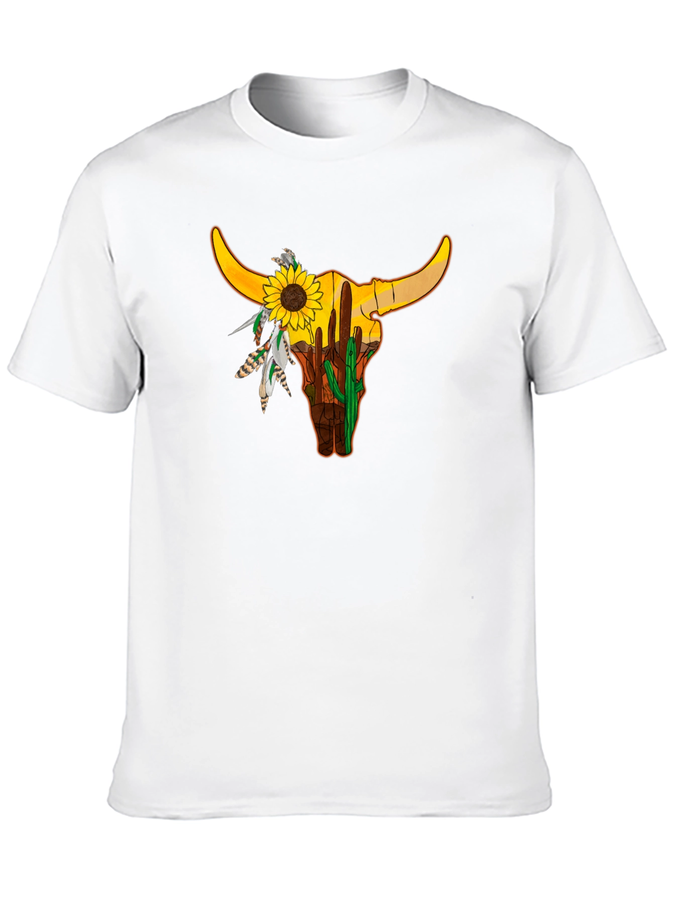 Bull Skull Sunflower Graphic Tee