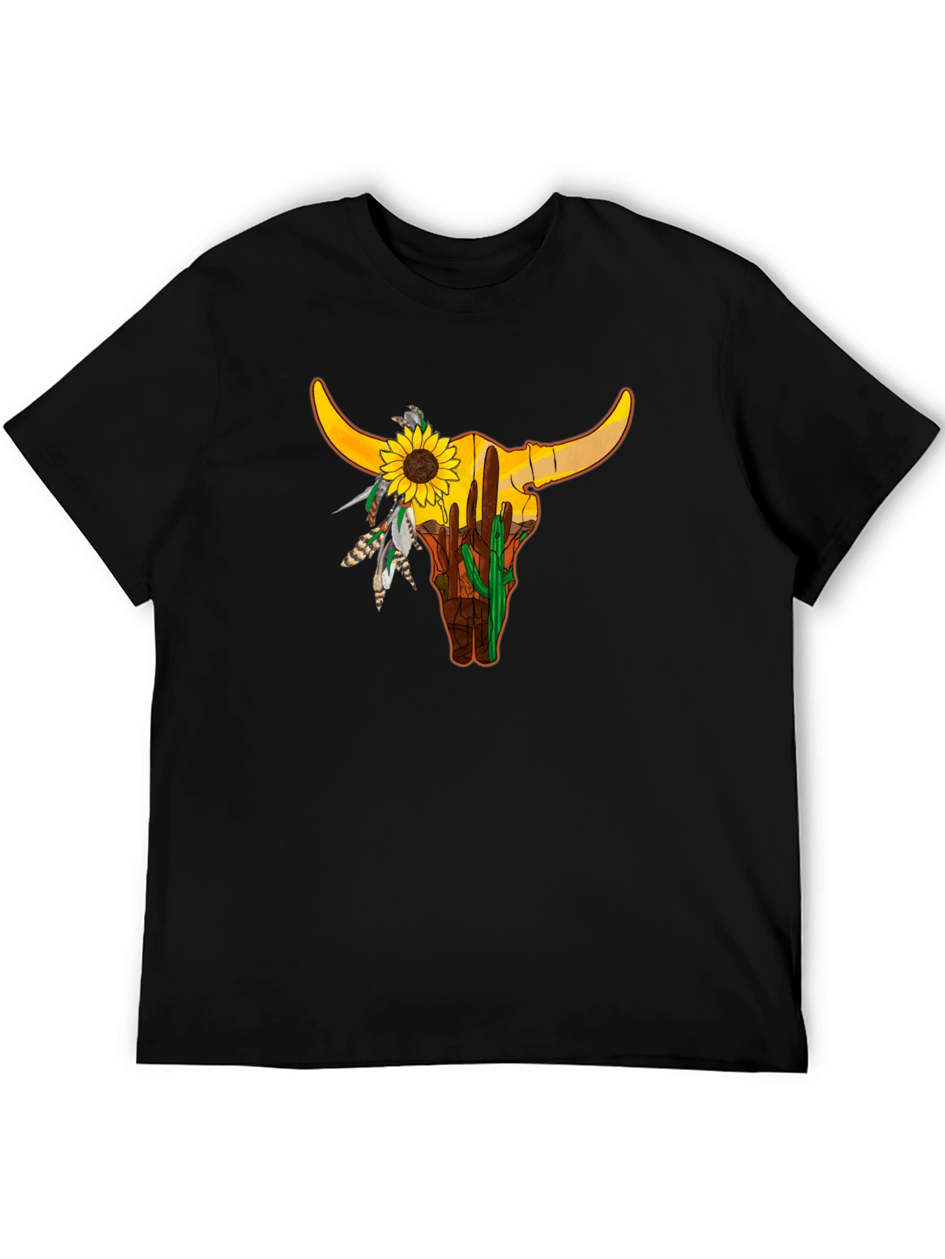 Bull Skull Sunflower Graphic Tee