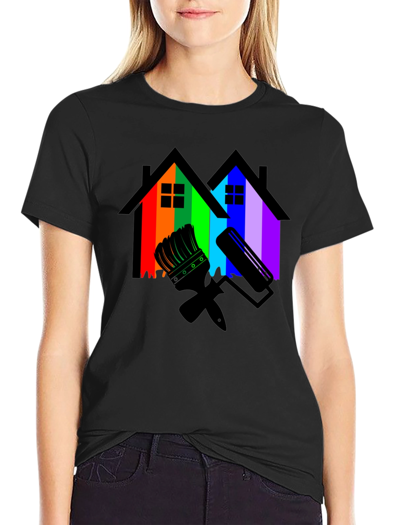 Rainbow House Painting T-Shirt