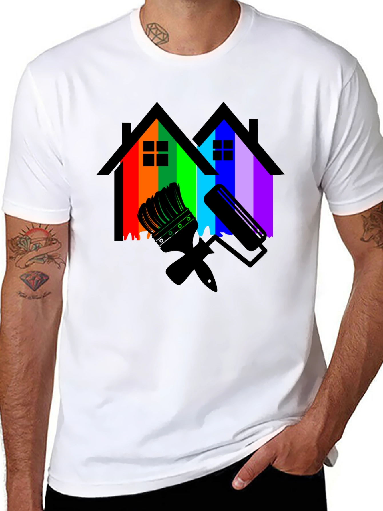 Rainbow House Painting T-Shirt