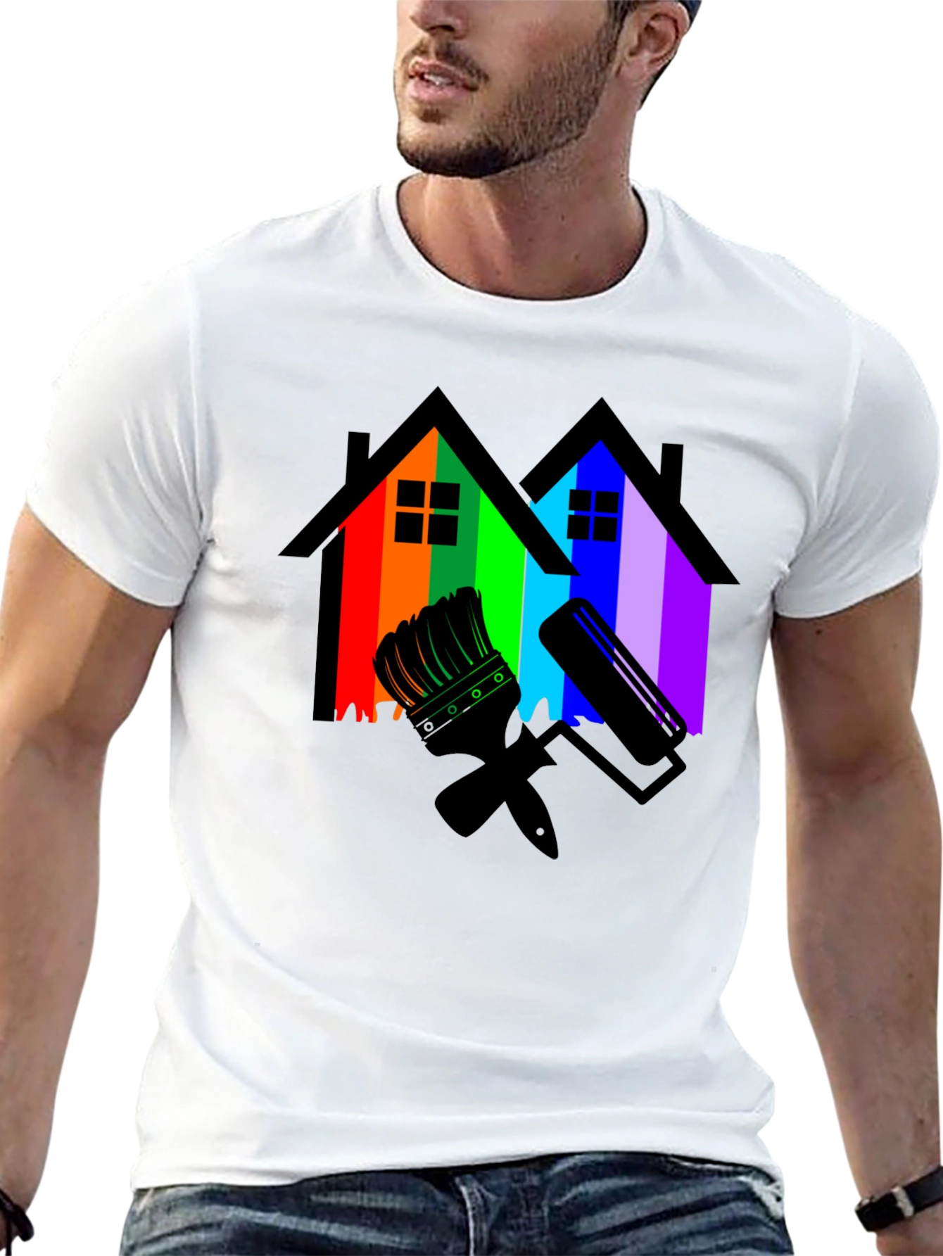 Rainbow House Painting T-Shirt