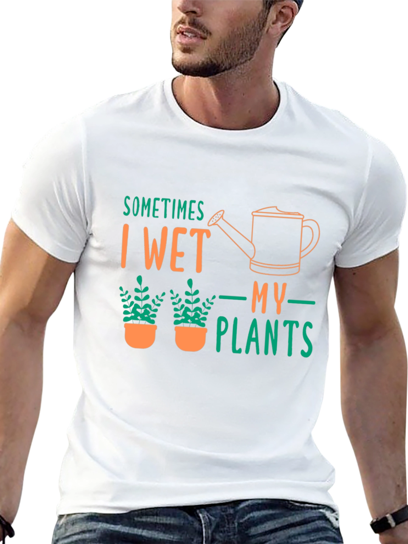Sometimes I Wet My Plants Black Graphic T-Shirt