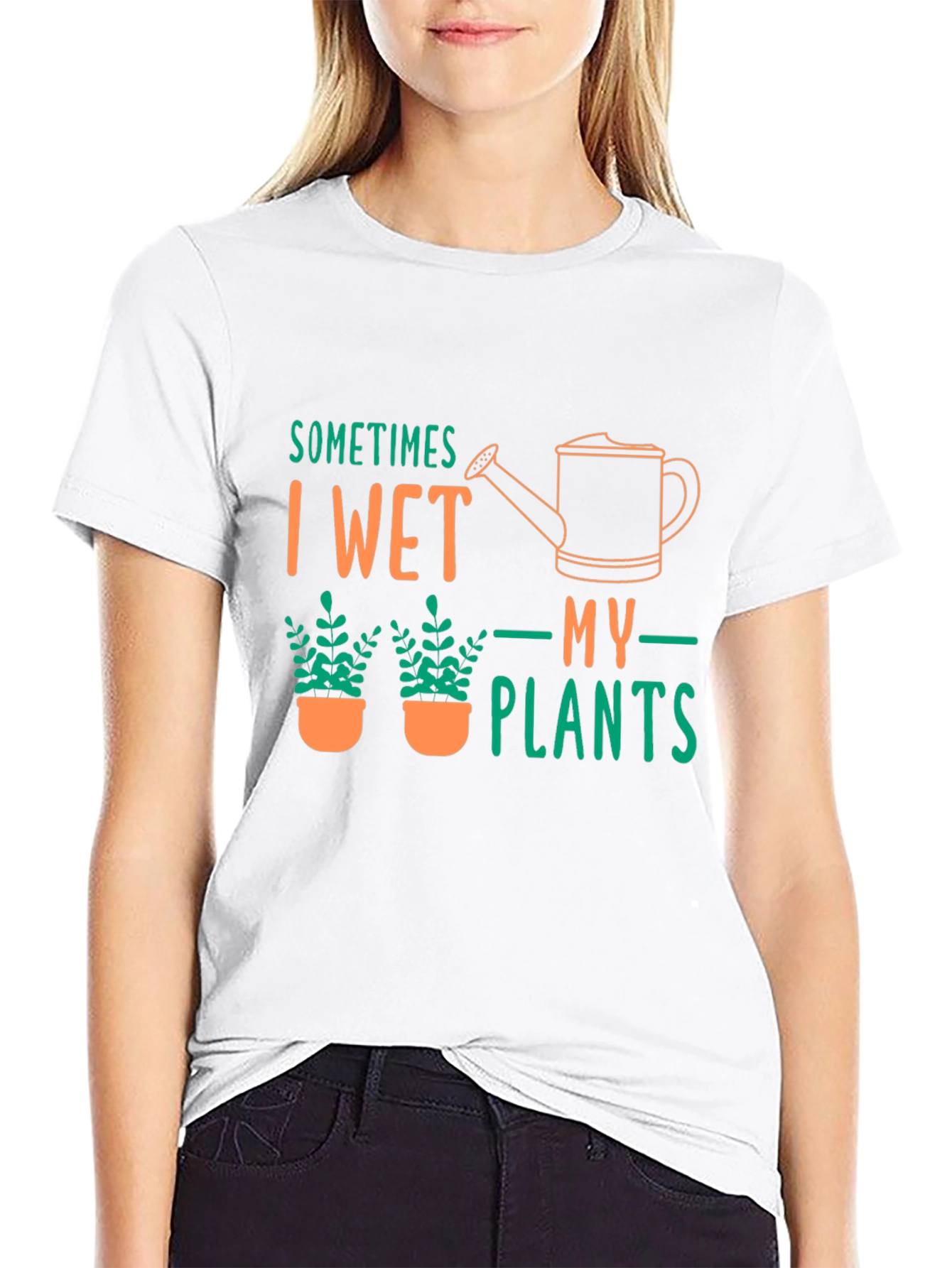 Sometimes I Wet My Plants Black Graphic T-Shirt