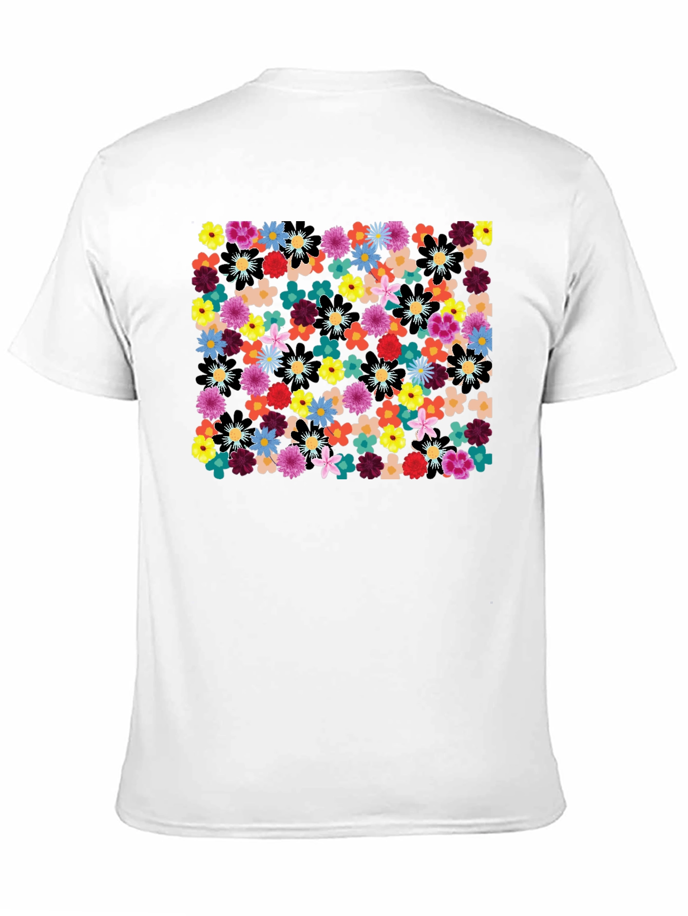Floral Print Black Tee - Vibrant & Stylish