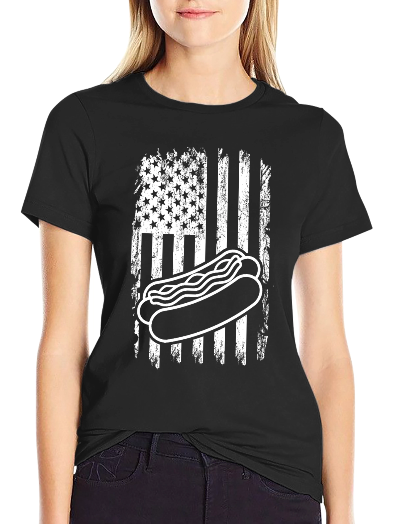 American Flag Hot Dog T-Shirt