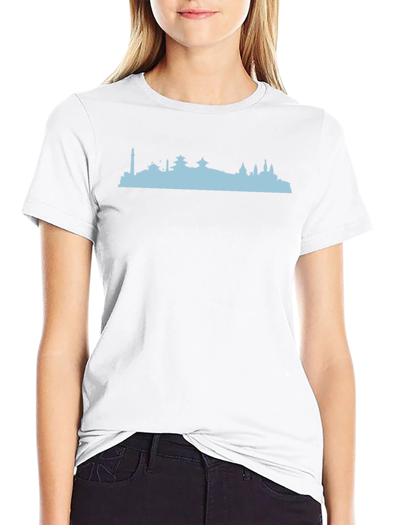 Kathmandu Skyline Graphic Tee - Black Cotton T-Shirt