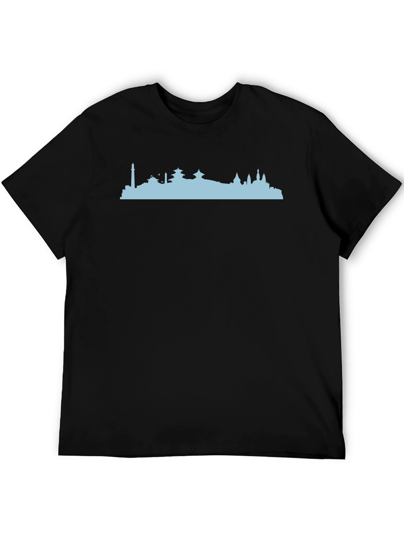 Kathmandu Skyline Graphic Tee - Black Cotton T-Shirt