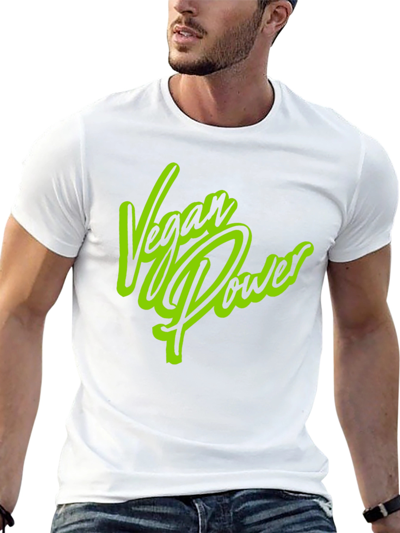 Vegan Power Graphic Print Black T-Shirt
